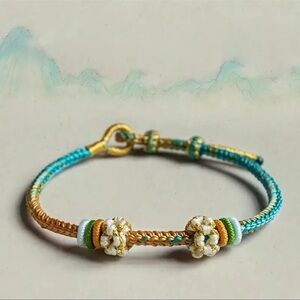 🆕 PEACH BLOSSOM KNOT DESIGN BRACELET ADJUSTABLE FEMALE HAND MULTI COLOR